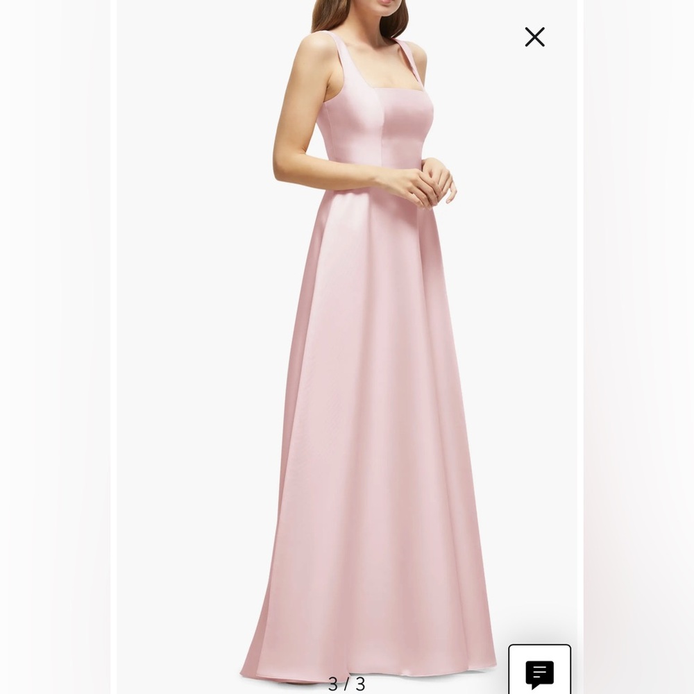 NEW Dessy Collection Square-Neck Satin Formal Maxi Dress w/ Skirt Pink 10374428
